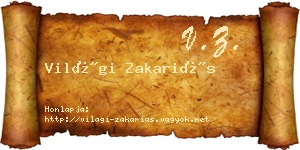 Világi Zakariás névjegykártya
